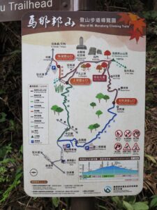 馬拉邦山登山步道導覽全圖，詳細標示天然湖、上湖、珠湖各登山口路線與三角點，幫助山友評估馬拉邦山難度與規劃行程。