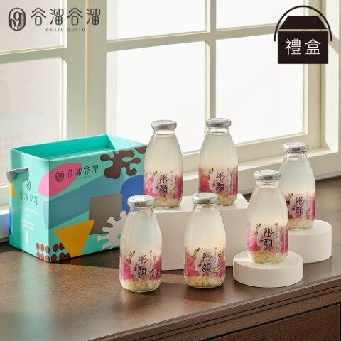 谷溜谷溜彤顏薏仁飲 (6入禮盒裝) 產品情境照，展現送禮質感。