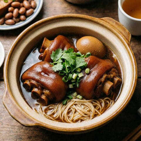 豬腳麵線禮盒料理擺盤,象徵添壽補運的傳統美食