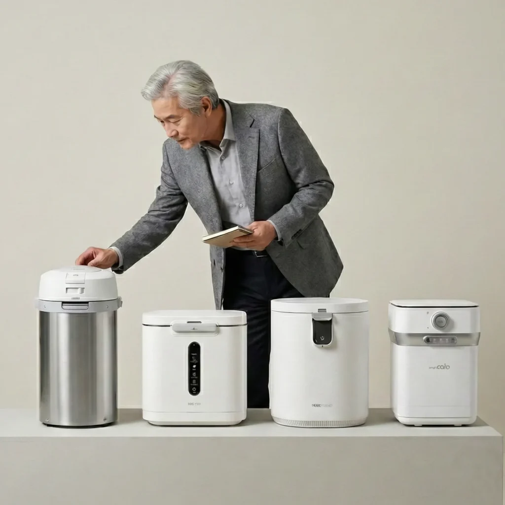 廚餘機推薦，一位男士在挑選廚餘機