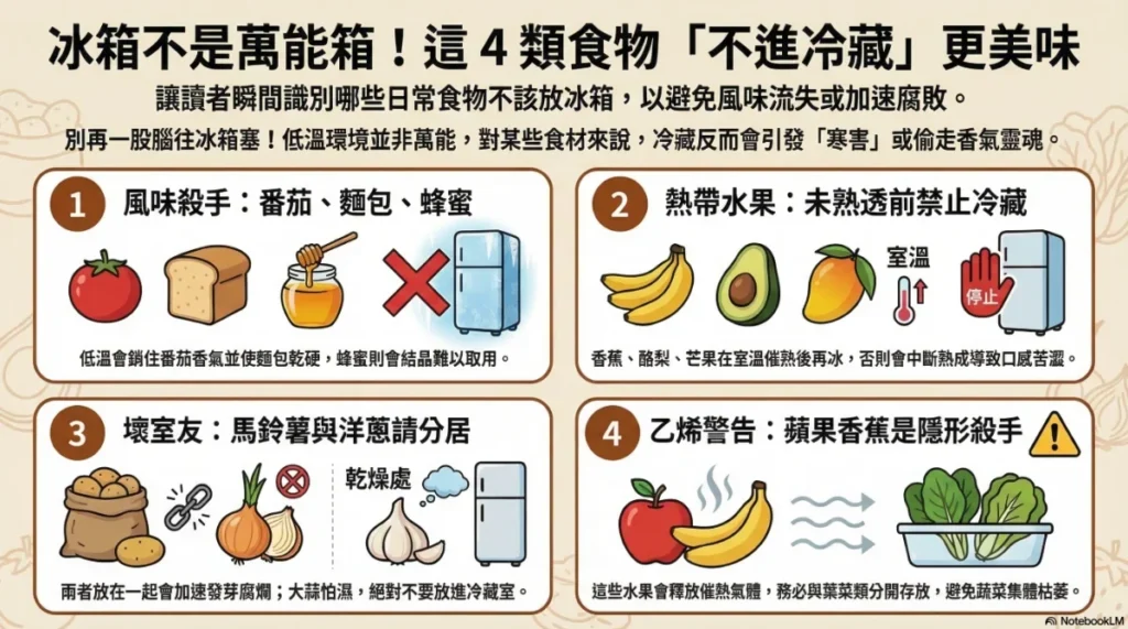 冰箱不是萬能箱，四種食物不進冷藏