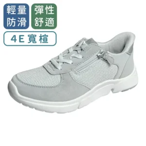 【Moonstar】女用拉鍊外出鞋 (淺灰) – 日本女用舒適健步鞋，4E寬楦減壓防滑｜樂齡網